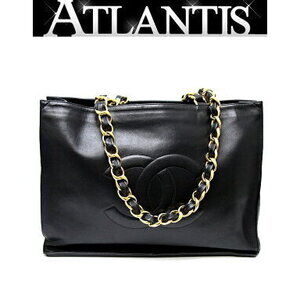 Chanel Deca Coco Chain Tote Bag Black Lambskin